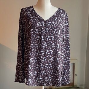 *Like New* LOFT Floral Rich Purple & Blue Chic Boho Peasant Top